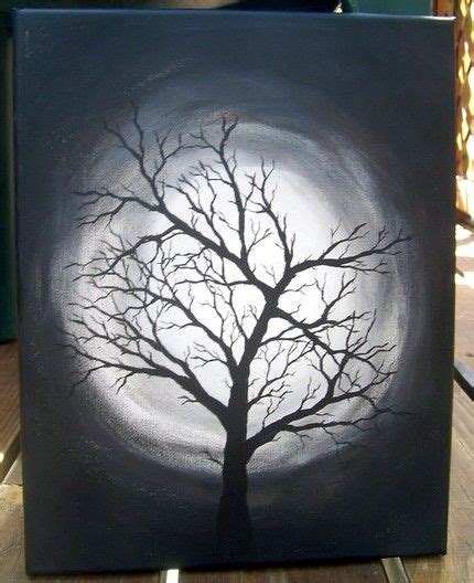 tree painting black and white|easy tree paintings on canvas.